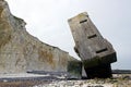 The overturned blockhouse of St Marguerite on the sea Seine-maritime France. Royalty Free Stock Photo