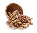 Overturned bowl with mixed organic nuts Royalty Free Stock Photo