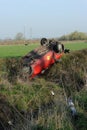 Overturned car Royalty Free Stock Photo