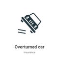 Overturned car vector icon on white background. Flat vector overturned car icon symbol sign from modern insurance collection for