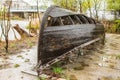 An overturned flatboat in the Ukrainian city of Vylkove. Ukraine