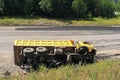 An overturned truck on an highway in an accident. Royalty Free Stock Photo