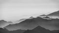 Overview of abstract black and white mountains
