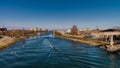 Overview of the Bassin des Remparts from the bridge, Strasbourg Royalty Free Stock Photo