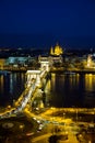 Overview of Budapest with the Szechenyi Chain Bridge Royalty Free Stock Photo