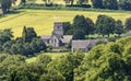 Overview of a church in English countryside