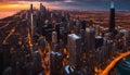 Overview of the city of Chicago USA Fantasy Art