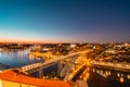 Overview of the city of Porto, Portugal in the evening. 10 februari 2023