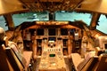 Overview of the cockpit of a commercial airliner. KLM Cargo Boeing 747. 10/11/2014 - Almaty, Kazakhstan