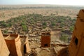 Overview of a Dogon village through mud dwellings