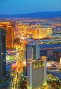 Overview of downtown Las Vegas in the night