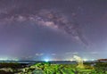 Overview galaxies ancient moss fossil inside the reef at night Royalty Free Stock Photo