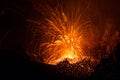 Strombolian Eruption from Stromboli volcano with Lava trails explosion Royalty Free Stock Photo