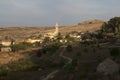 Overview of a little Sardinian village with its bell tower