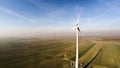 Overview of a lonely wind turbine in green meadow Poland Royalty Free Stock Photo