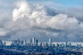 Overview of Metrotown center on stormy clouds background Royalty Free Stock Photo