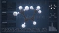 Cis-2-butene molecule with description on the computer screen, 3d rendering