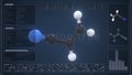 Molecule of acrylonitrile with infographics on the computer monitor, 3d rendering Royalty Free Stock Photo