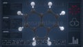 Overview of the molecule of acenaphthene on the computer screen. 3d rendering