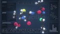 Overview of the molecule of cloxacillin on the computer screen. 3d rendering