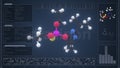 Overview of the molecule of diazinon on the computer screen. 3d rendering