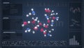 Overview of the molecule of neomycin on the computer screen. 3d rendering Royalty Free Stock Photo
