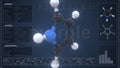 Overview of the molecule of pyrrole on the computer screen. 3d rendering