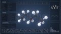 Pentane molecule with description on the computer screen, loopable 3d animation