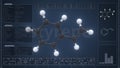 Styrene molecule with description on the computer screen, 3d rendering Royalty Free Stock Photo