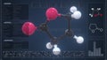 Overview of the molecule of gamma-butyrolactone on the computer screen. 3d rendering