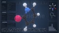 Overview of the molecule of 2-pyridone on the computer screen. 3d rendering Royalty Free Stock Photo