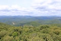 Overview of the National Park of Barbagia with limestone rocks and green forest hill, mountain. Central Sardinia, Italy, summer