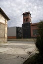 Overview of an old locksmith with the one with a tower a big clock.