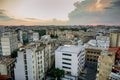 Overview of the old part of Bucharest during a summer sunset. New and old buildings together Royalty Free Stock Photo