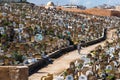 Overview over the crowded muslim cemetery in Rabat, Morocco