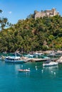 Overview of Portofino seaside area with traditional houses and harbour overview Royalty Free Stock Photo