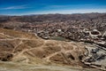 Overview of PotosÃ­ city and mines taken from Cerro Rico, Bolivia Royalty Free Stock Photo