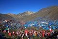Overview of Quyllurit'i inca festival in the peruvian andes near ausangate mountain.