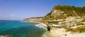 Overview of Ricadi Beach, Torre Marino, Vatican City, promontory aerial view, cliffs and sand. Calabria, Italy