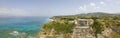 Overview of Ricadi Beach, Tower Marino, Vatican City, promontory aerial view, cliffs and sand