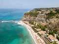 Overview of Ricadi Beach, Tower Marino, Vatican City, promontory aerial view, cliffs and sand