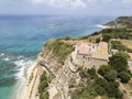 Overview of Ricadi Beach, Tower Marino, Vatican City, promontory aerial view, cliffs and sand