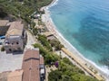 Overview of Ricadi Beach, Tower Marino, Vatican City, promontory aerial view, cliffs and sand