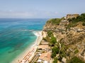 Overview of Ricadi Beach, Tower Marino, Vatican City, promontory aerial view, cliffs and sand