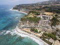 Overview of Ricadi Beach, Tower Marino, Vatican City, promontory aerial view, cliffs and sand