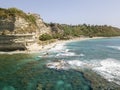 Overview of Ricadi Beach, Tower Marino, Vatican City, promontory aerial view, cliffs and sand