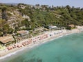 Overview of Ricadi Beach, Tower Marino, Vatican City, promontory aerial view, cliffs and sand