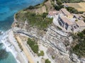 Overview of Ricadi Beach, Tower Marino, Vatican City, promontory aerial view, cliffs and sand