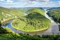 Overview of river Saar, the loop near Mettlach, Germany Royalty Free Stock Photo