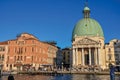 Overview of the San Simeone Piccolo Church, in front of the Canal Grande in Venice.